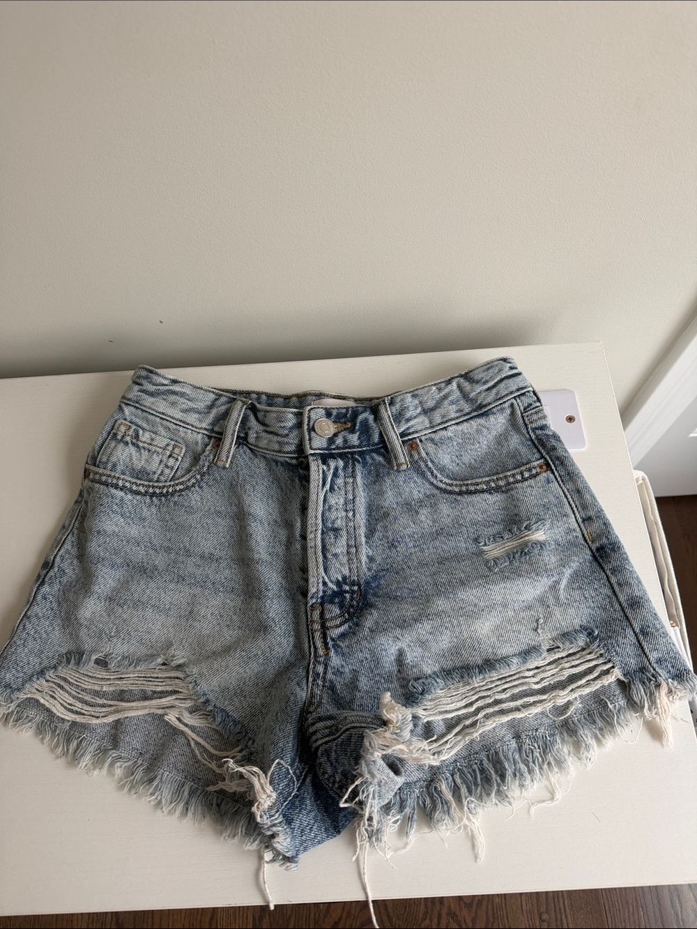 PacSun Light Blue Distressed Denim Cutoff Shorts